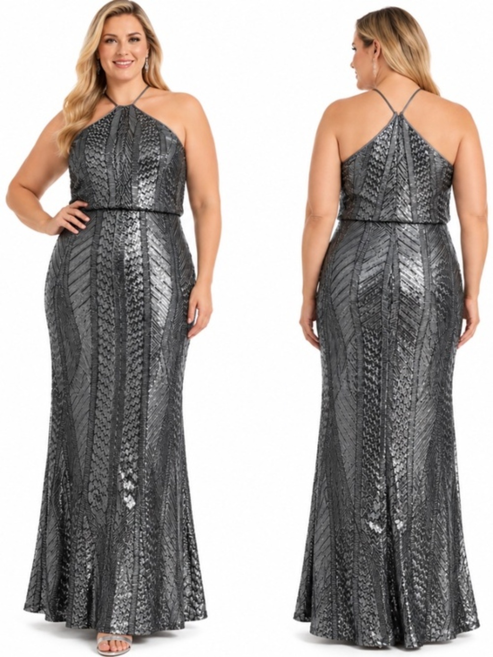 Alex & Eve by Alex Evenings - Sequin Halter Gown